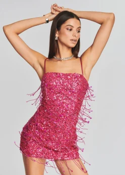 Retrofete Heather Sequin Star Fringe Dress Fuchsia Flash Sale