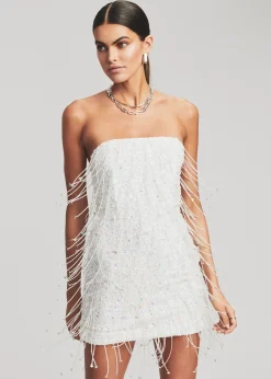 Retrofete Heather Sequin Star Fringe Dress White w/ Stars Cheap