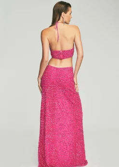 Retrofete Hendrix Sequin Tiger Stripe Dress Fuchsia Tiger Stripe New