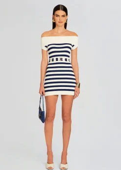 Retrofete Hull Knit Dress Cream/ Navy Shop