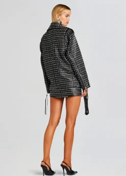 Retrofete Icon Embellished Leather Jacket Black/Crystal Best