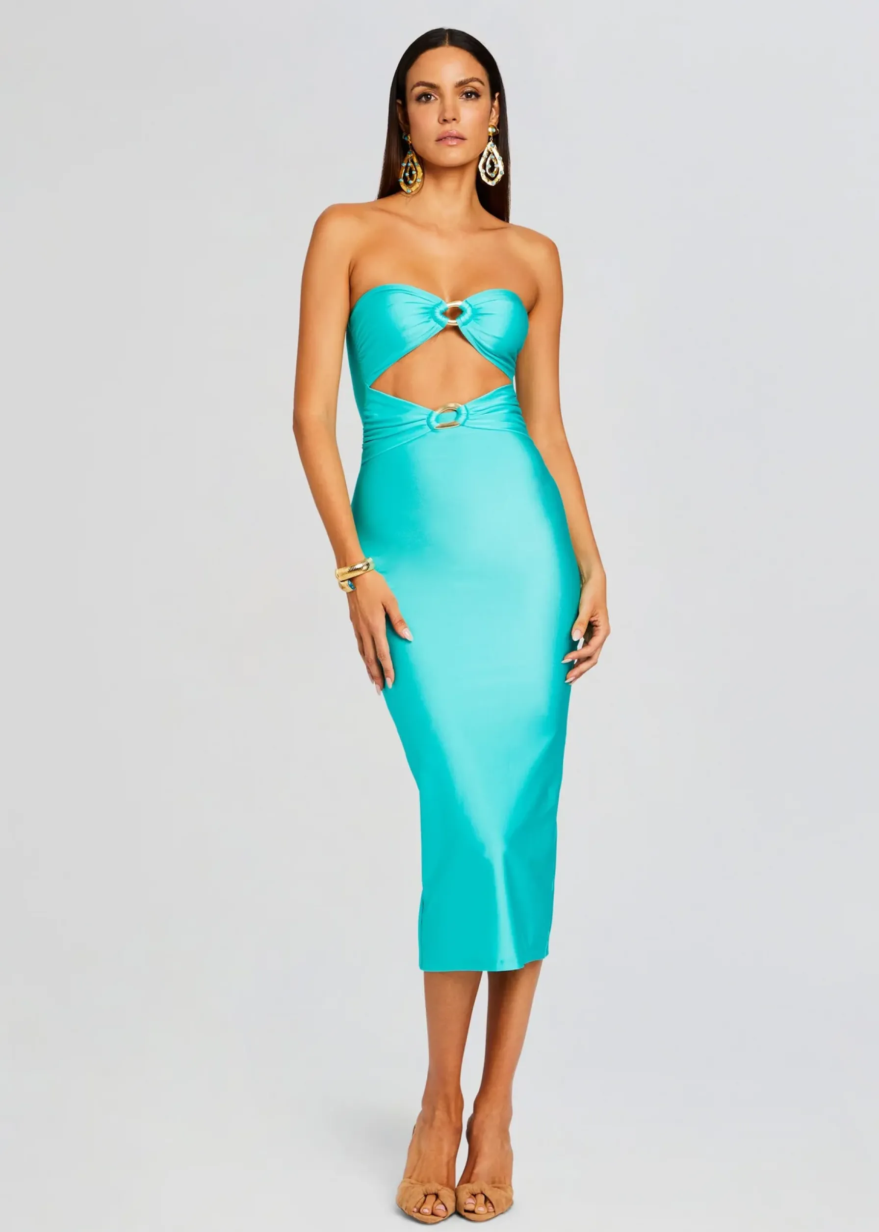 Retrofete Ida Lycra Midi Dress Blue Maldives Shop