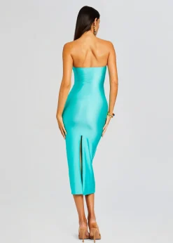 Retrofete Ida Lycra Midi Dress Blue Maldives Shop