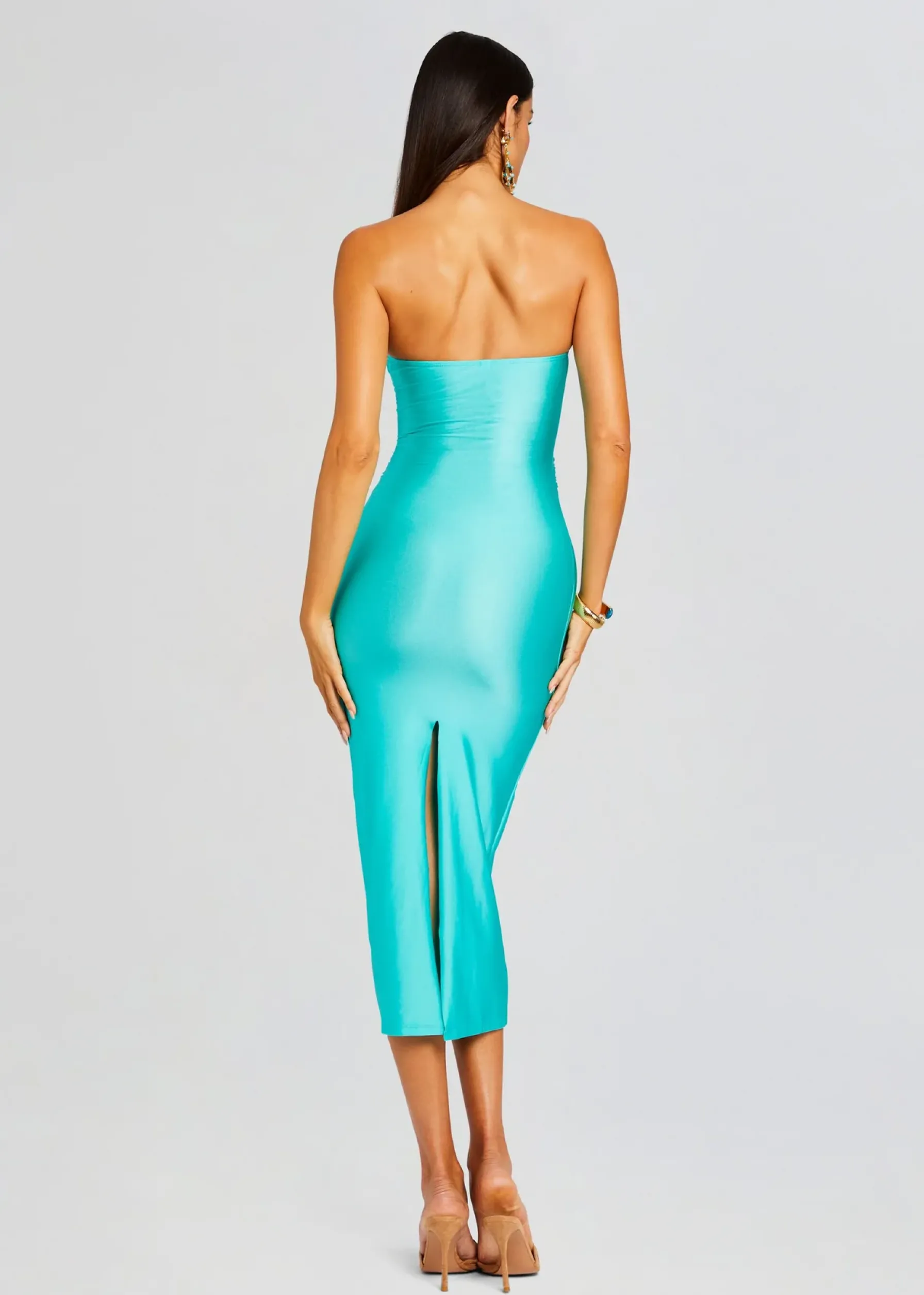 Retrofete Ida Lycra Midi Dress Blue Maldives Shop