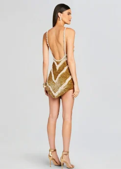 Retrofete Inessa Feather Sequin Dress Gold/White Flash Sale
