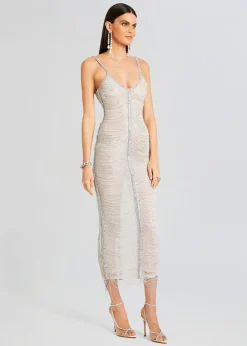 Retrofete Irina Maxi Dress White/Silver Clearance