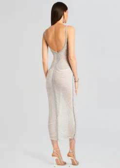 Retrofete Irina Maxi Dress White/Silver Clearance