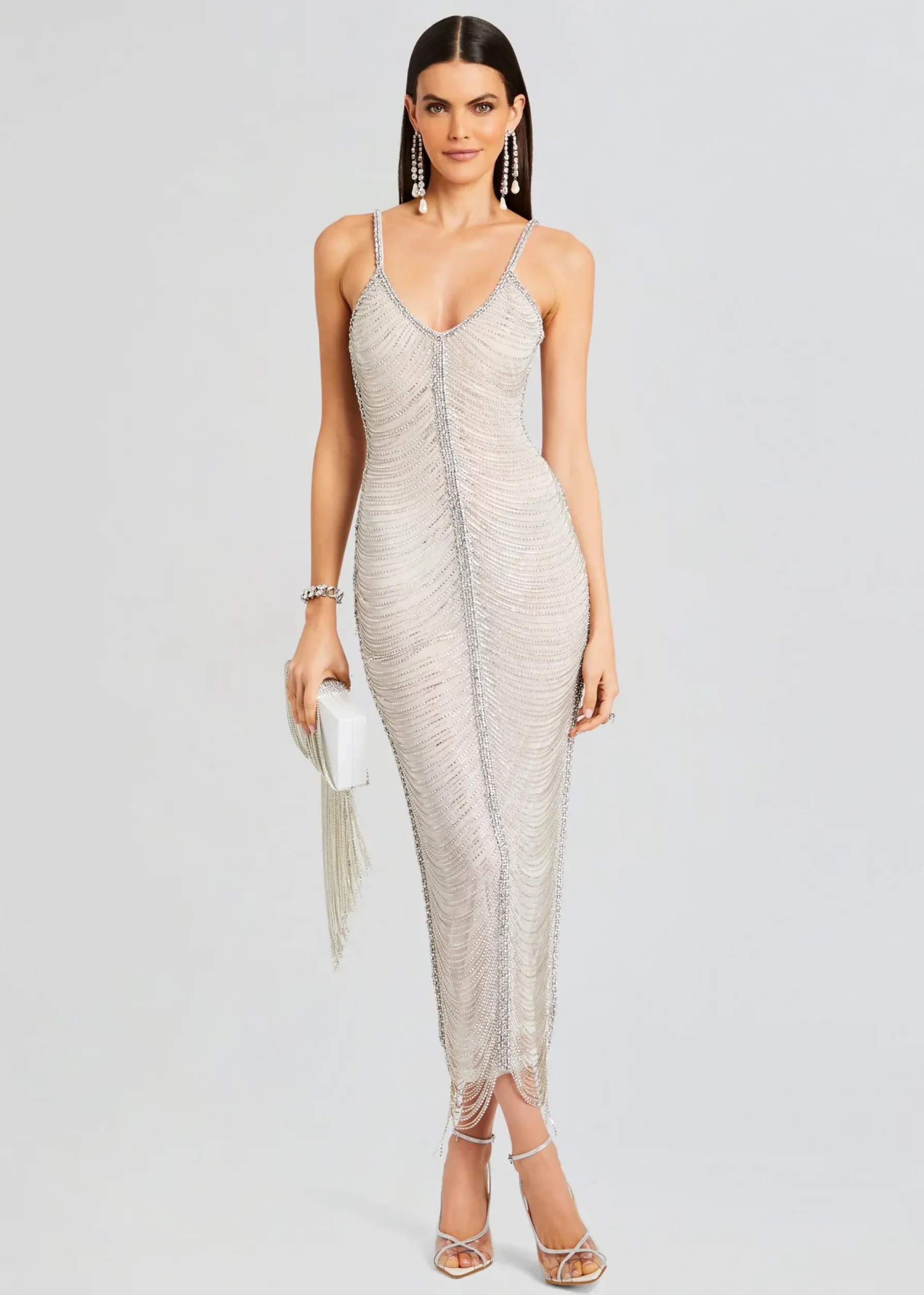 Retrofete Irina Maxi Dress White/Silver Shop