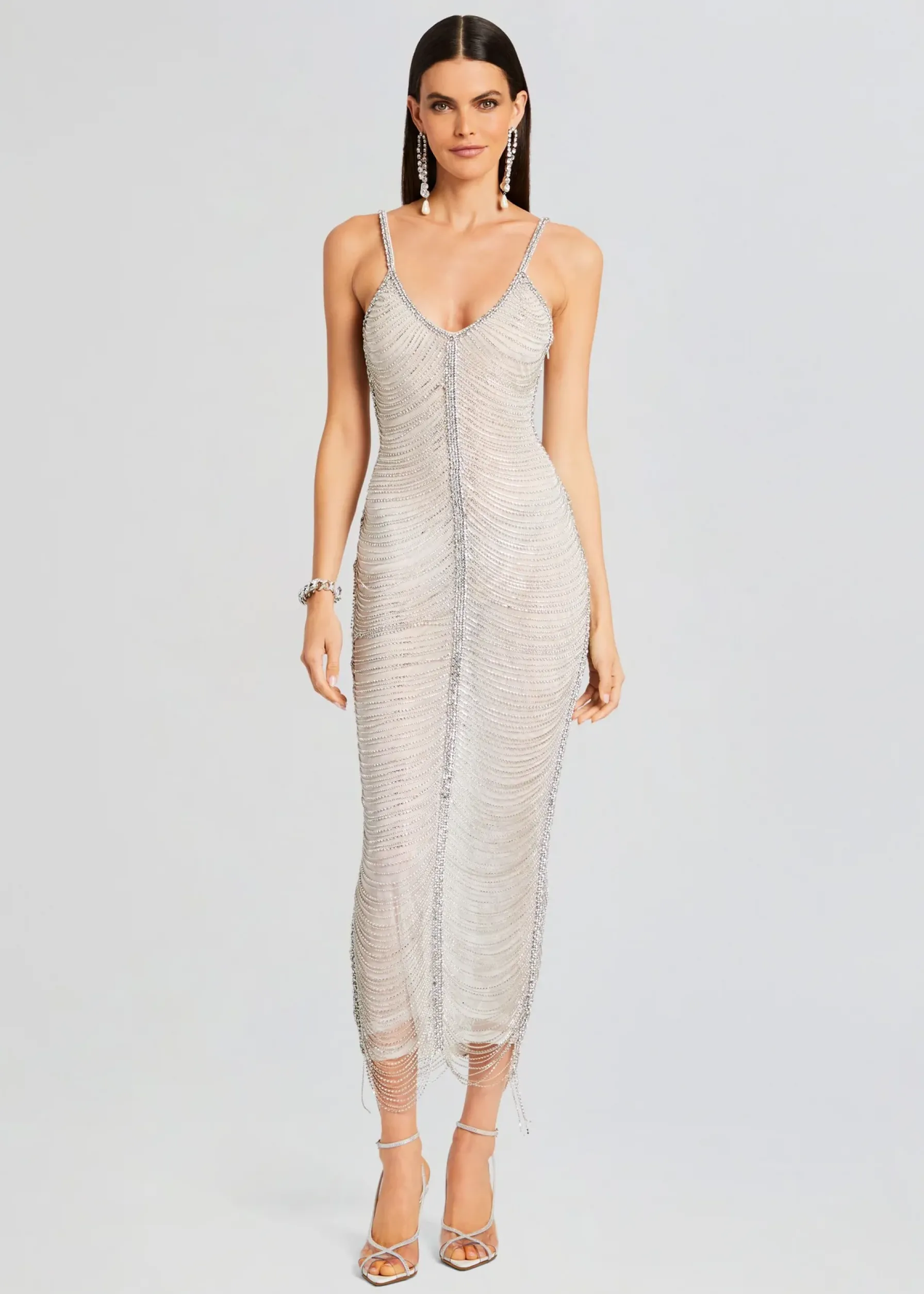 Retrofete Irina Maxi Dress White/Silver Shop