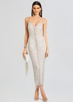 Retrofete Irina Maxi Dress White/Silver Discount