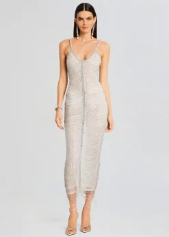 Retrofete Irina Maxi Dress White/Silver Discount
