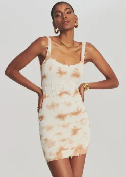 Retrofete Isla Dress Tan White Tie Dye Discount