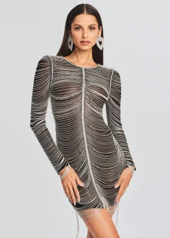 Retrofete Jacqueline Crystal Embellished Dress Black/Silver New
