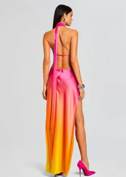Retrofete Jagger Silk Dress Pink Lime Ombre Best Sale