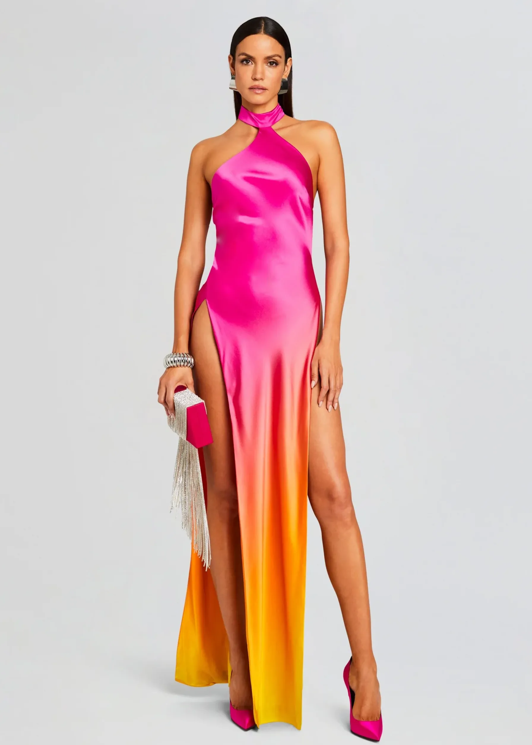 Retrofete Jagger Silk Dress Pink Lime Ombre Cheap