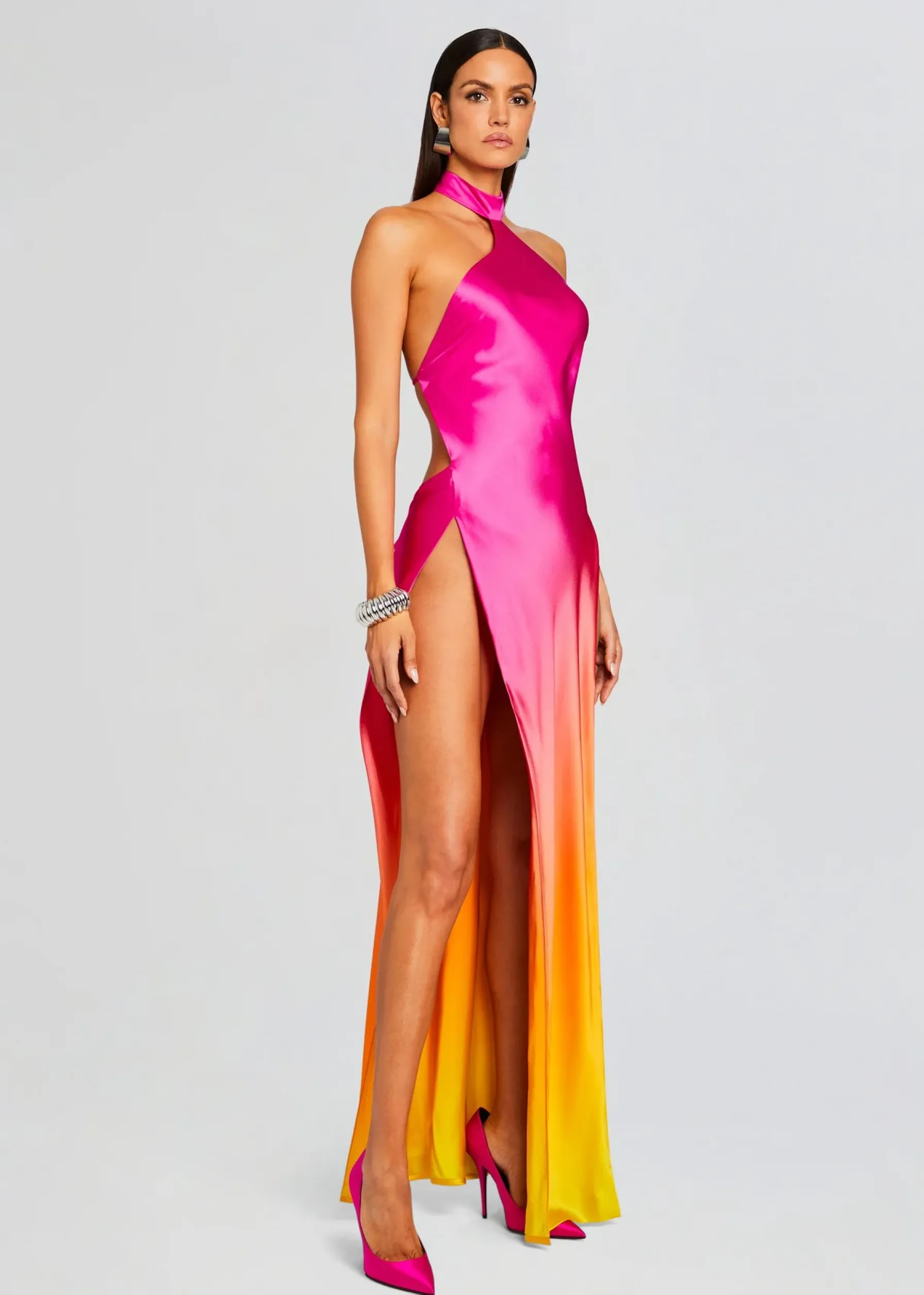 Retrofete Jagger Silk Dress Pink Lime Ombre Cheap