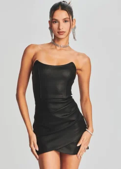 Retrofete James Coated Denim Mini Dress Coated Black Discount