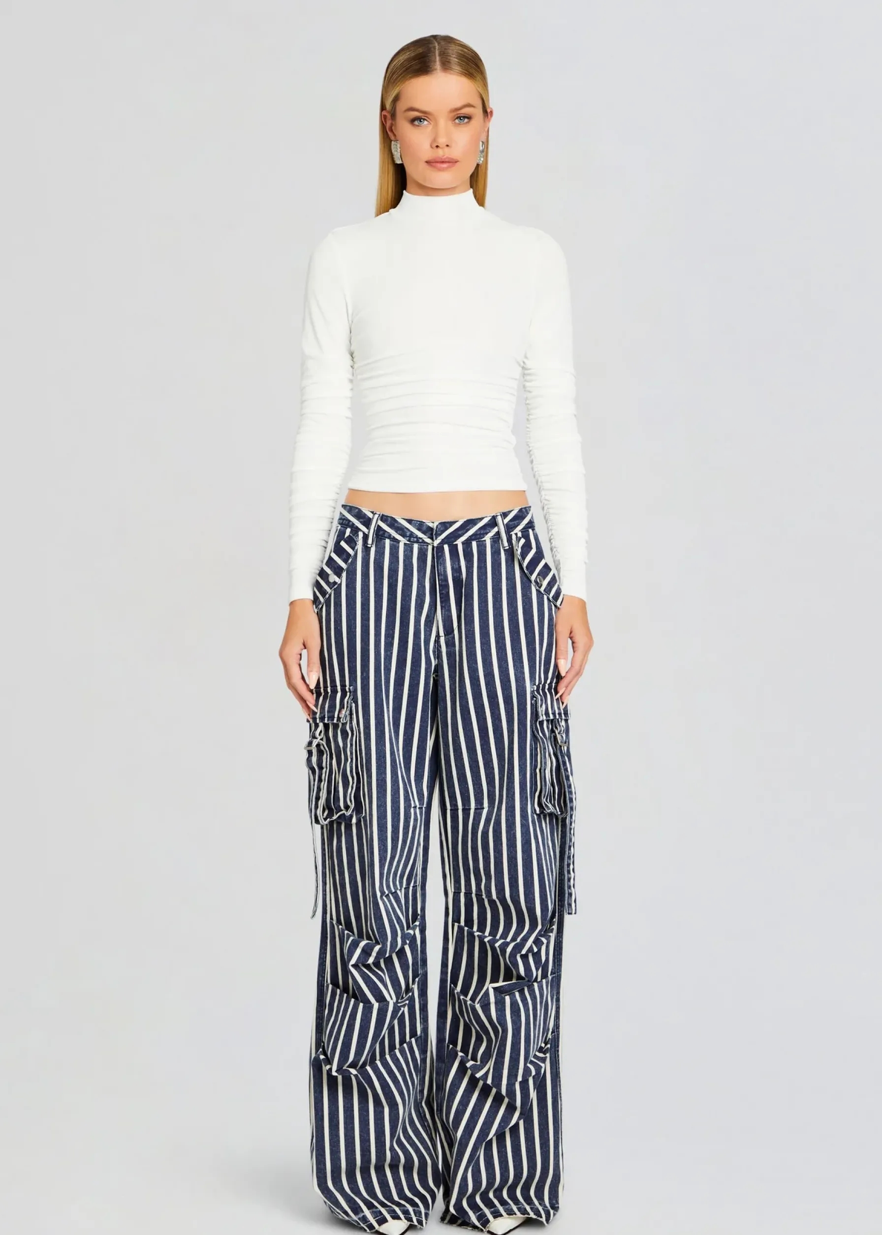 Retrofete Jane Cargo Pant Navy Stripe New