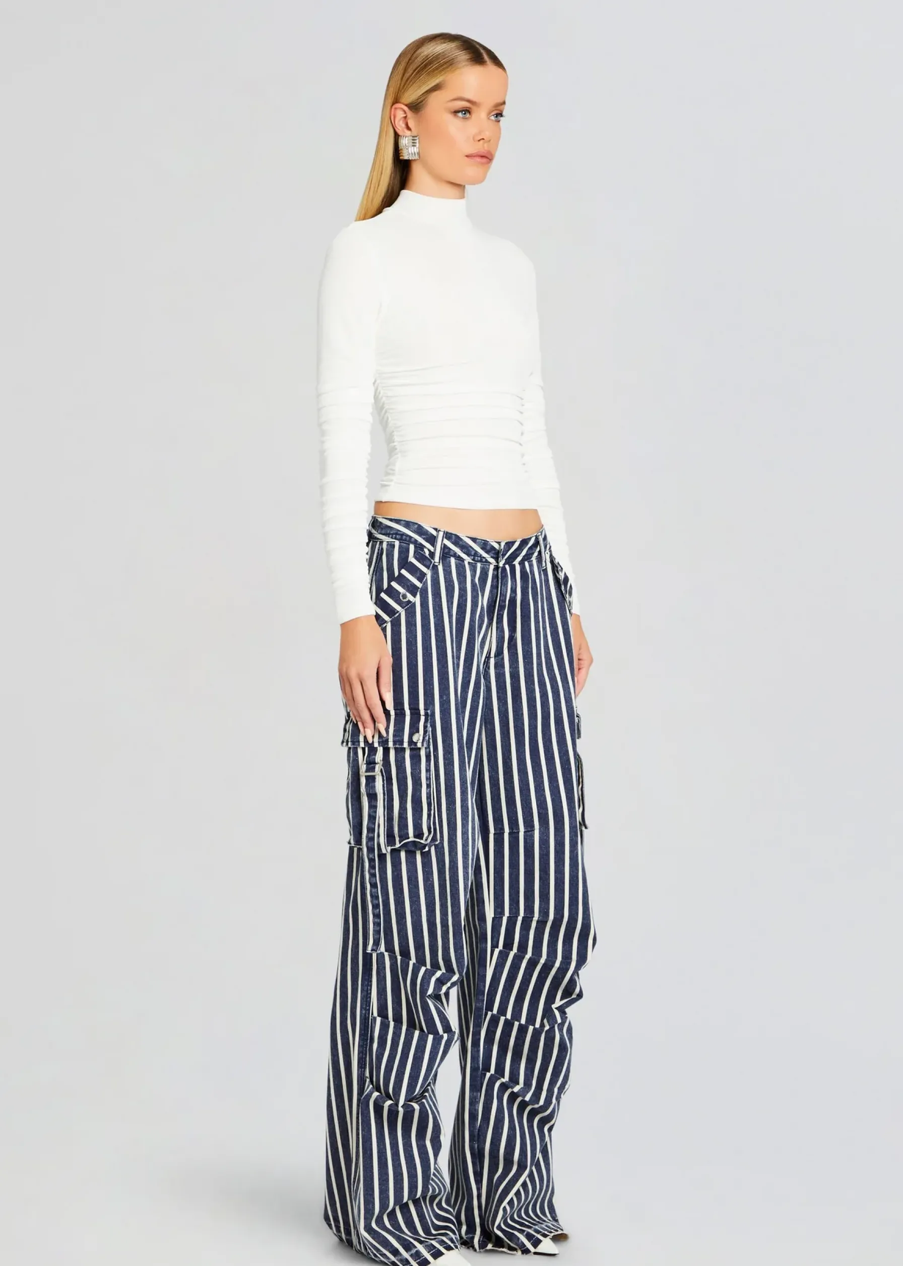 Retrofete Jane Cargo Pant Navy Stripe Fashion