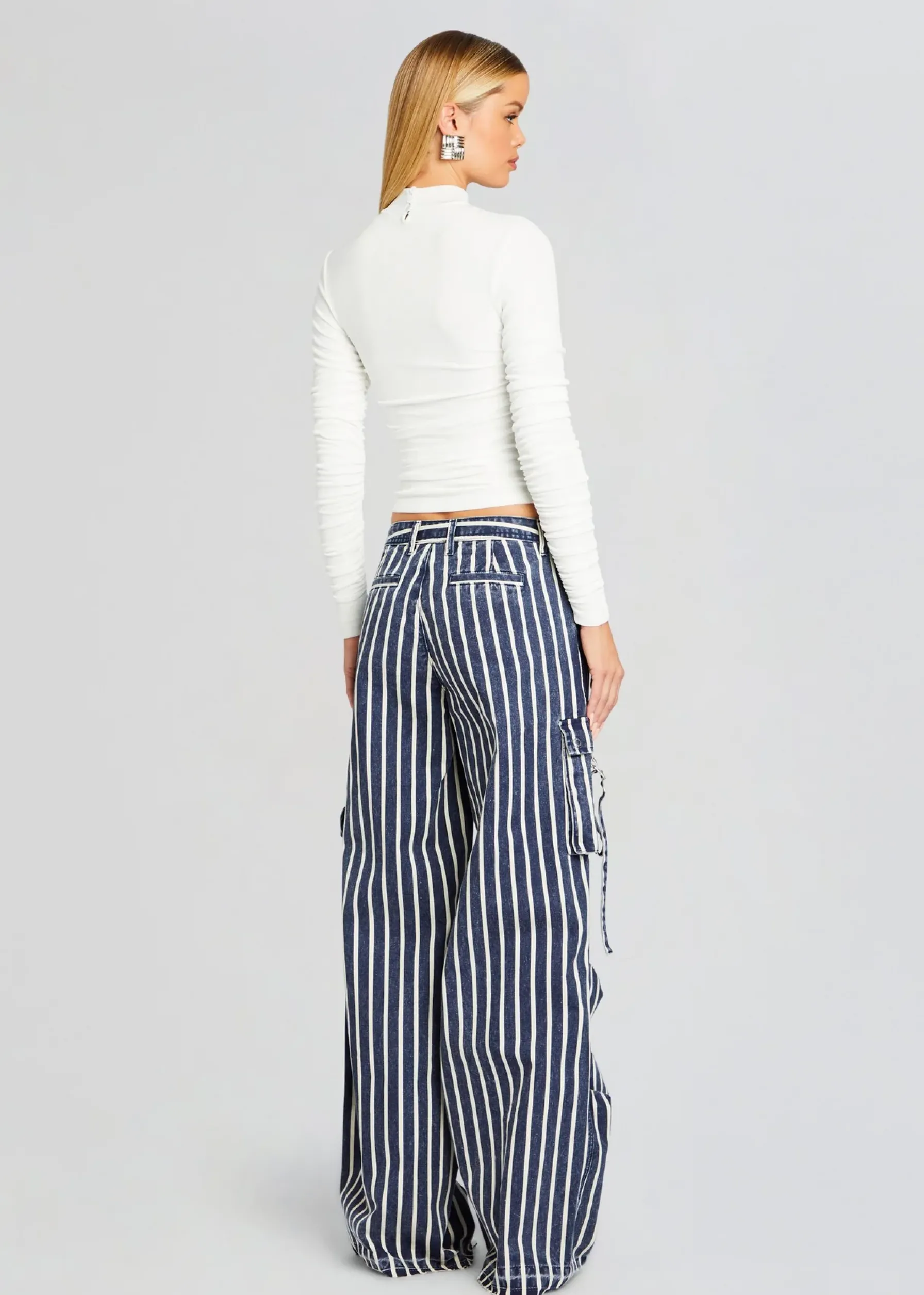 Retrofete Jane Cargo Pant Navy Stripe Sale