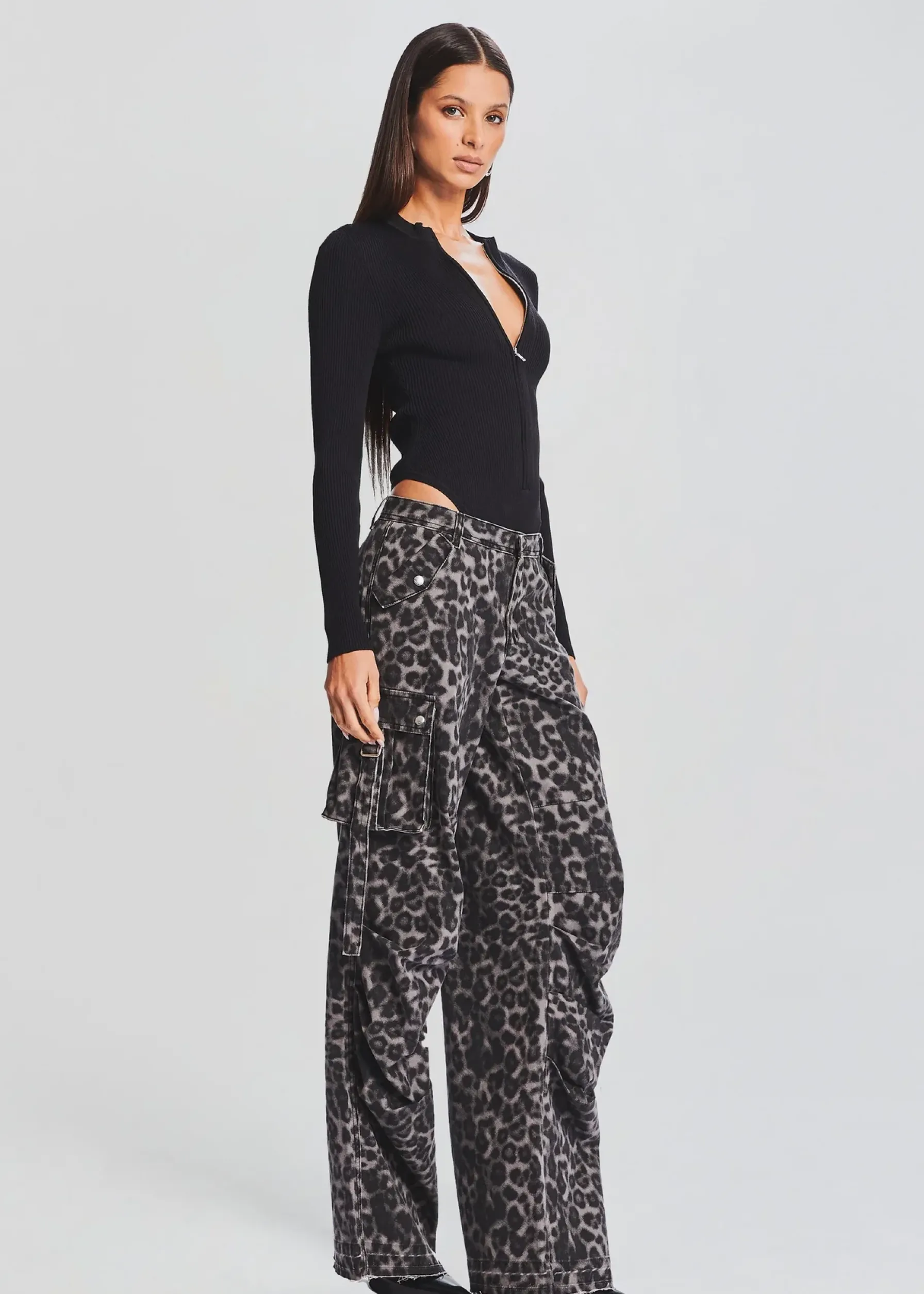 Retrofete Jane Cargo Pant Grey Leopard Discount