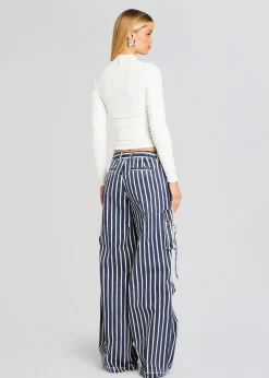 Retrofete Jane Cargo Pant Navy Stripe Sale