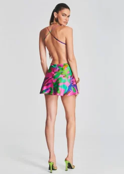 Retrofete Josefine Silk Chiffon Dress Tropical Leaf Cheap