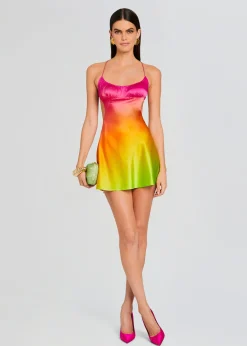 Retrofete Josefine Silk Dress Pink Lime Ombre Store