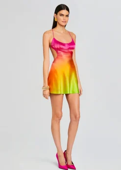 Retrofete Josefine Silk Dress Pink Lime Ombre Store