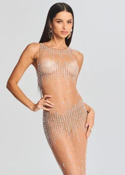 Retrofete Jovie Sequin Dress Silver/Nude Discount