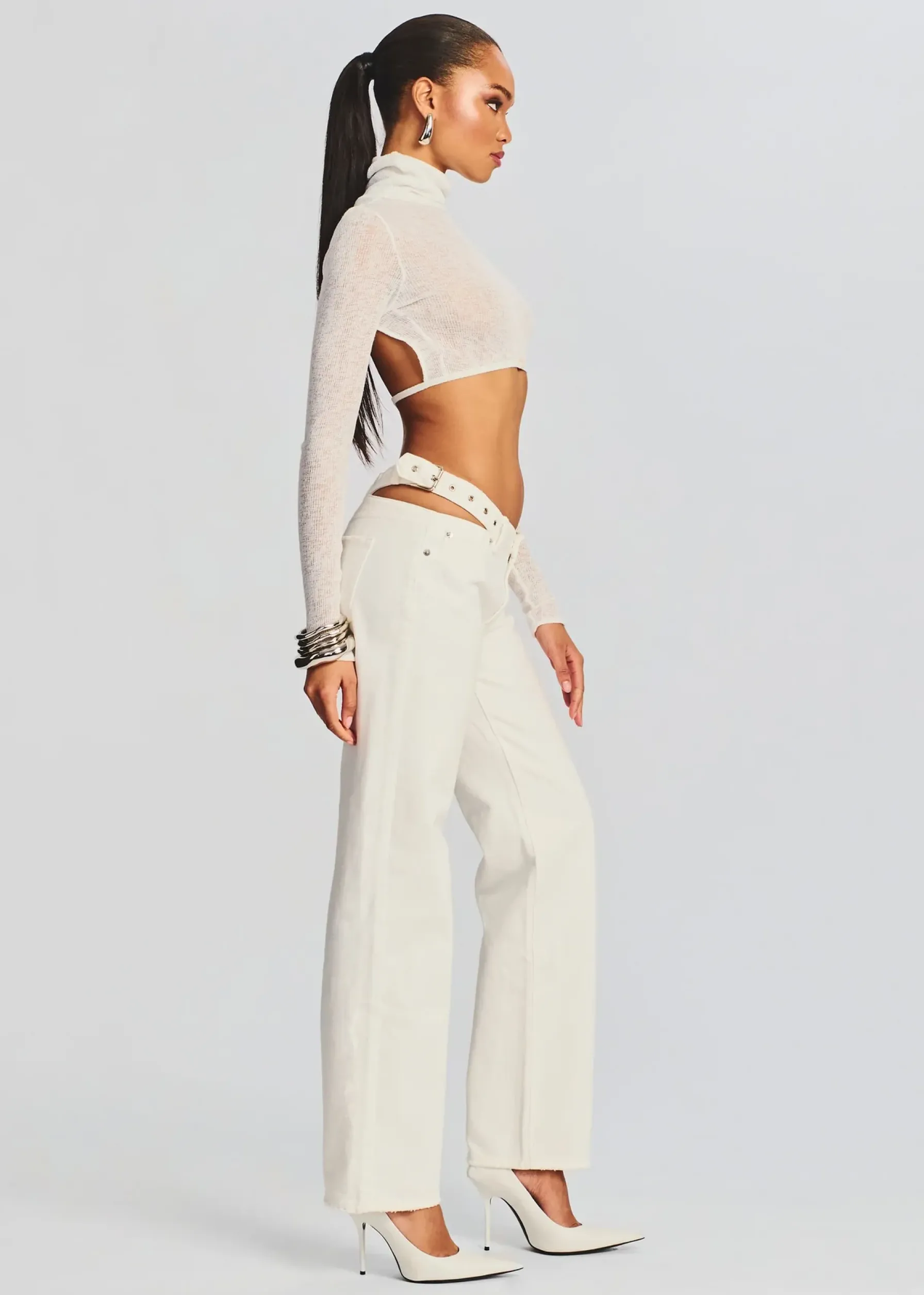 Retrofete Julie Crop Long Sleeve Top White Fashion