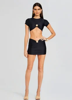 Retrofete Kaida Lycra Cropped Shirt Black Flash Sale