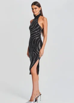 Retrofete Kaisley Knit Dress Black/Silver Zebra Clearance