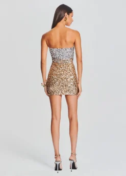 Retrofete Katalina Sequin Dress Silver Gold Ombre Sale