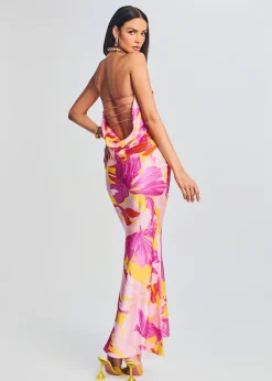Retrofete Keaton Silk Dress Botanical Floral Hot