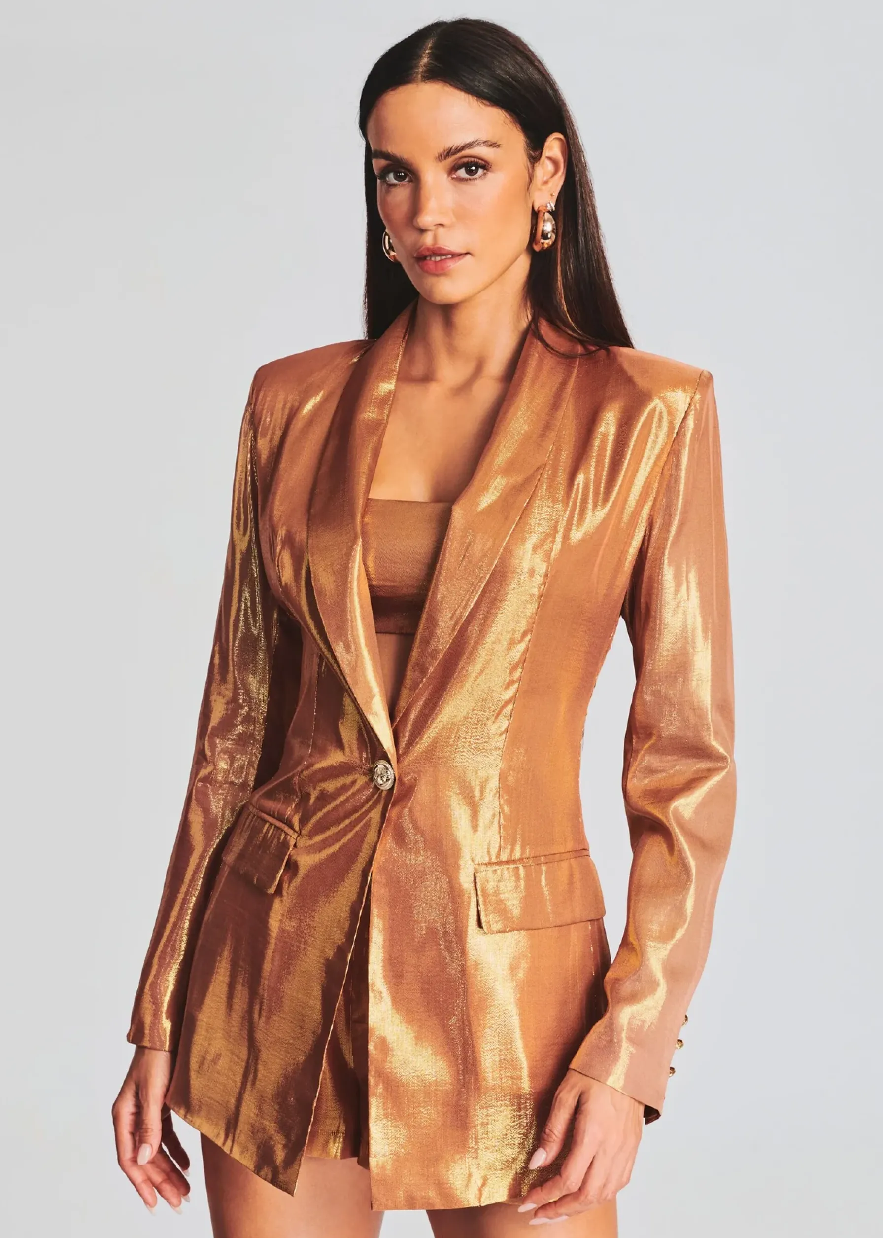 Retrofete Killy Silk Chiffon Blazer Nude Glitter Shop