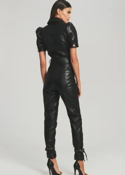 Retrofete Knox Leather Jumpsuit Black Cheap