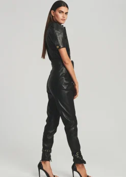 Retrofete Knox Leather Jumpsuit Black Outlet