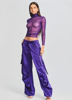 Retrofete Lai Satin Cargo Pant Violet Best Sale