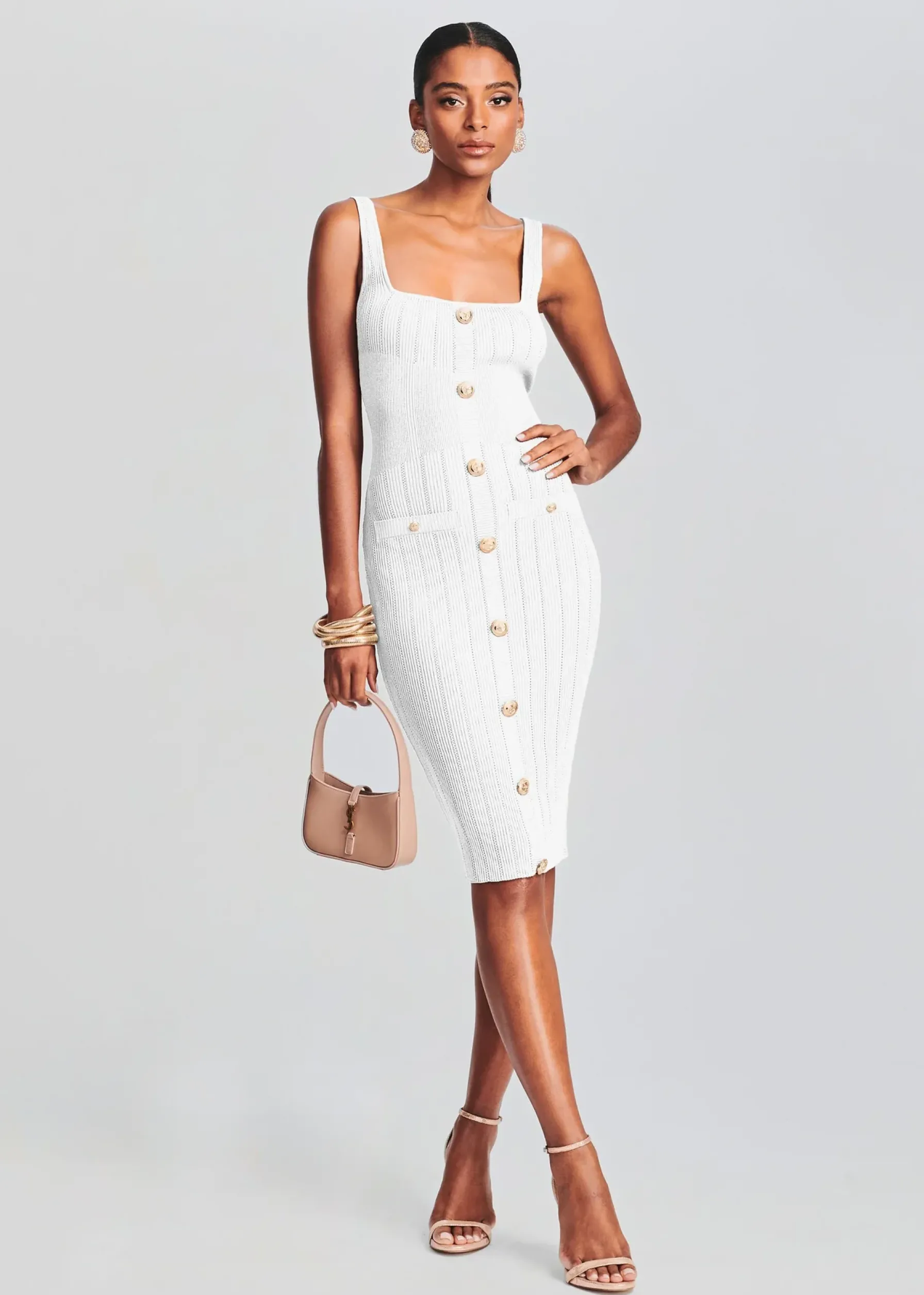 Retrofete Laney Dress White/Gold Shop