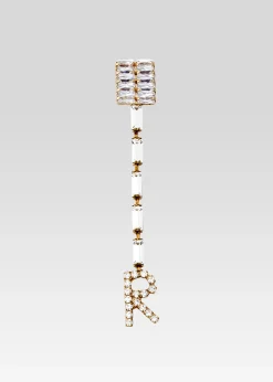 Retrofete Lara Block Crystal Letter Drop Earring Gold Outlet