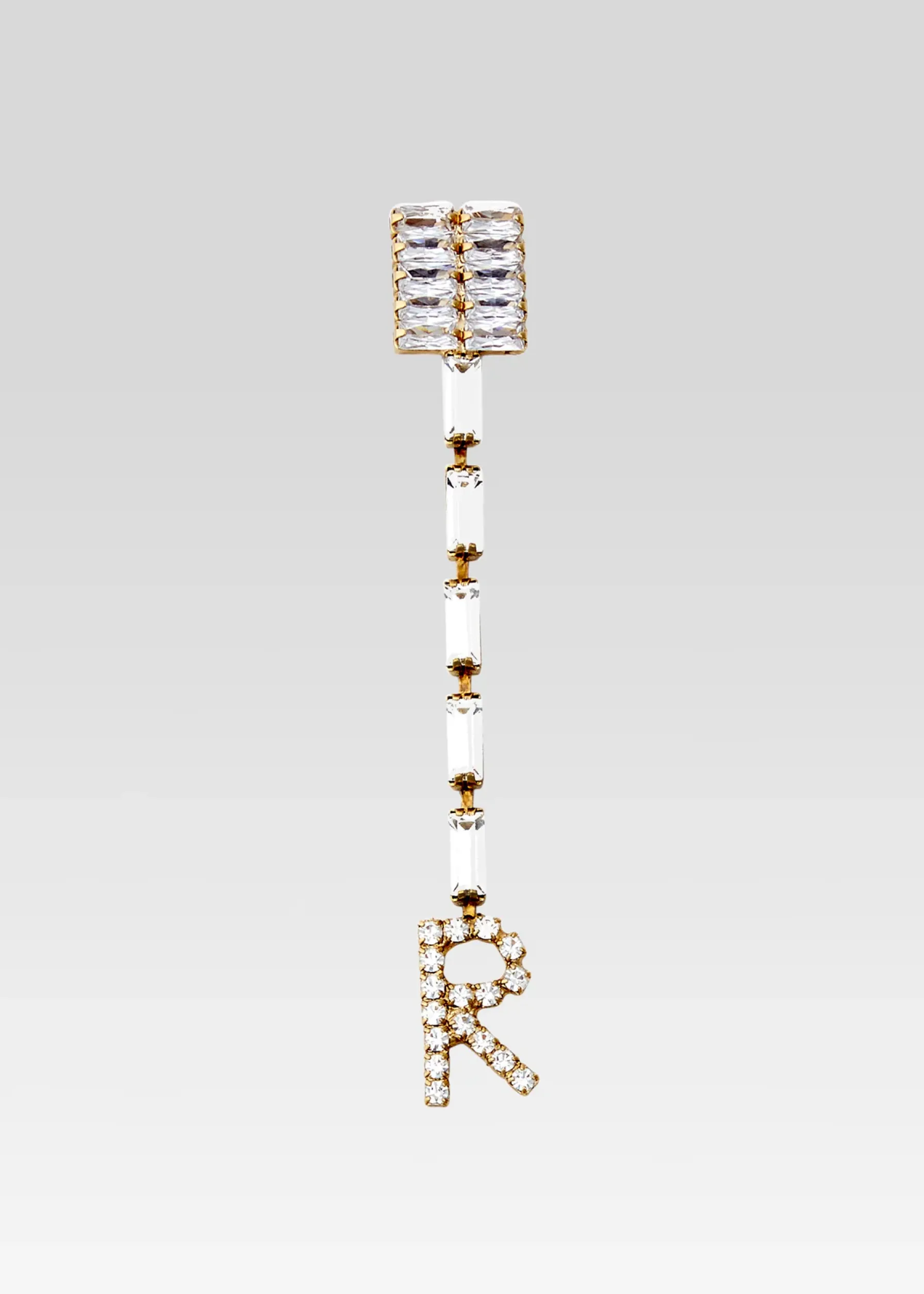 Retrofete Lara Block Crystal Letter Drop Earring Gold Flash Sale