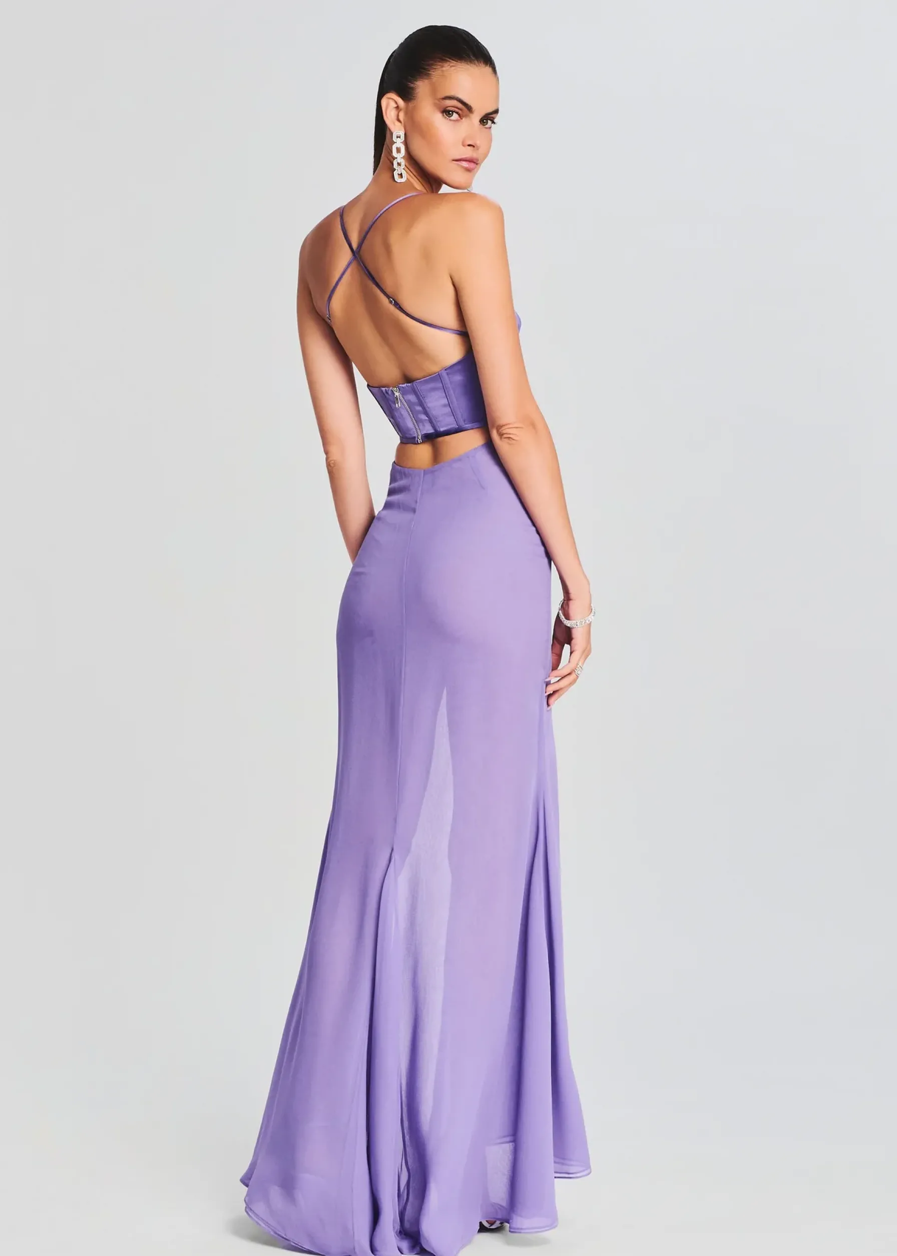 Retrofete Larissa Silk Corset Dress Dusty Lilac Cheap