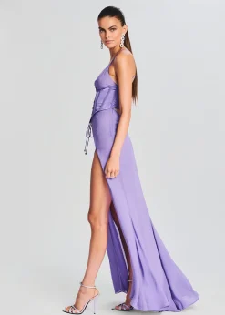 Retrofete Larissa Silk Corset Dress Dusty Lilac Best