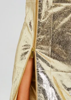 Retrofete Lavonne Leather Dress Gold Clearance