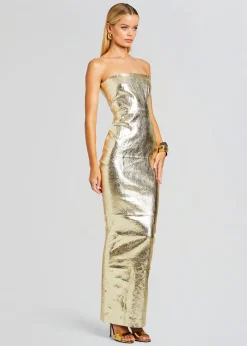 Retrofete Lavonne Leather Dress Gold Flash Sale