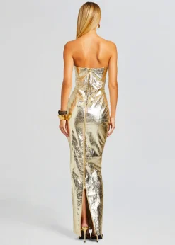 Retrofete Lavonne Leather Dress Gold Flash Sale