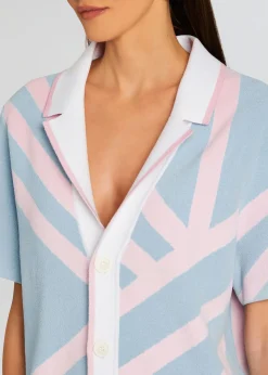 Retrofete Lei Shirt Jacquard Blue/Pink Hot