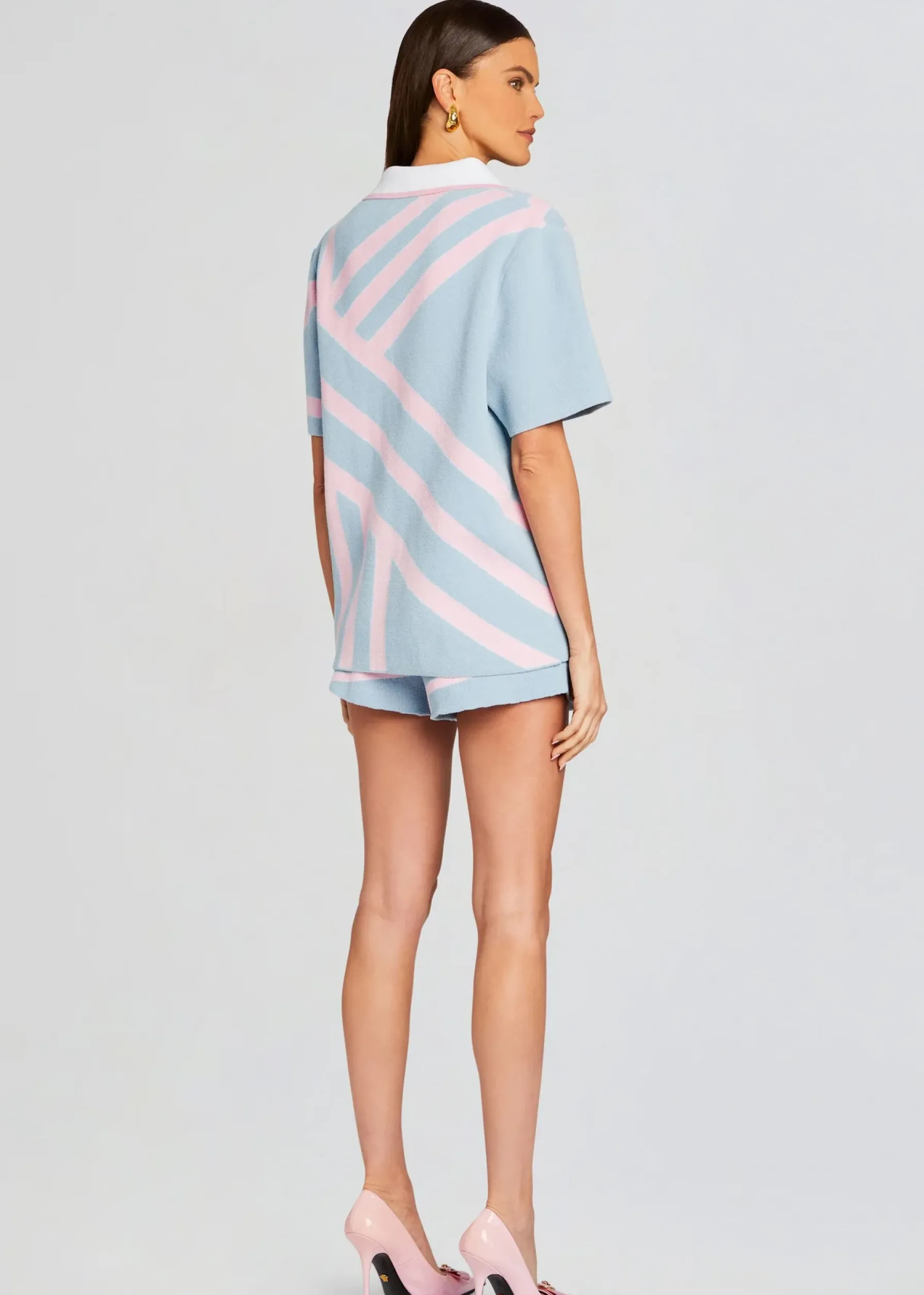 Retrofete Lei Shirt Jacquard Blue/Pink Hot
