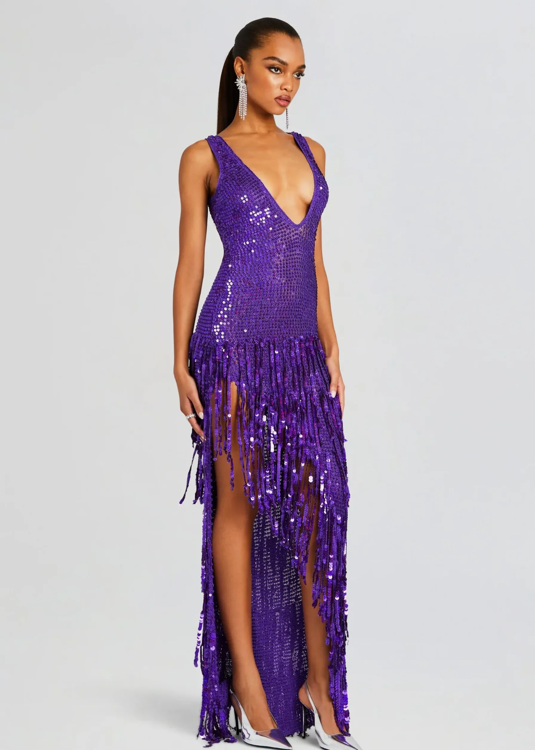 Retrofete Libra Sequin Crochet Dress Amethyst Sale